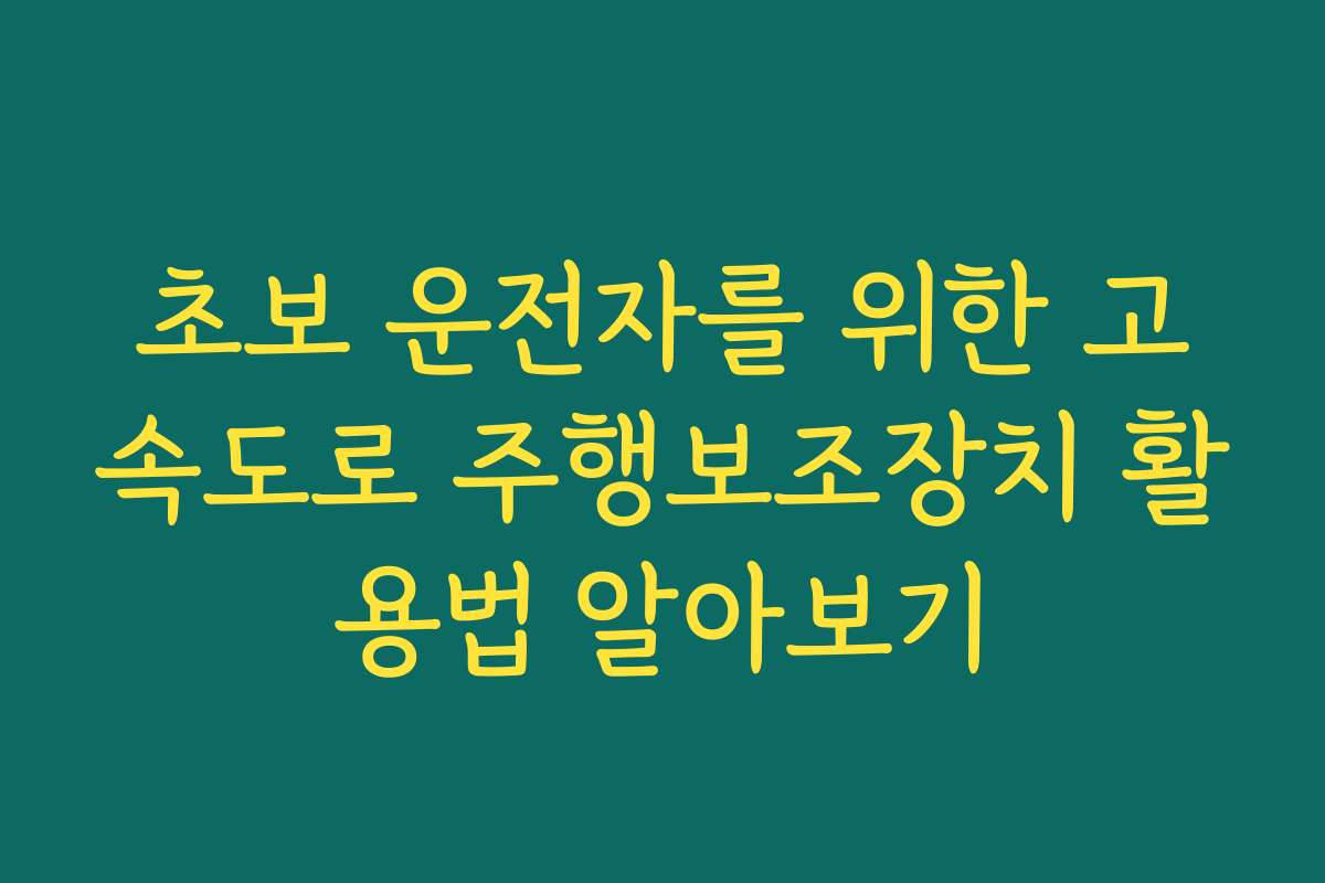 초보 운전자를 위한 고속도로 주행보조장치 활용법 알아보기