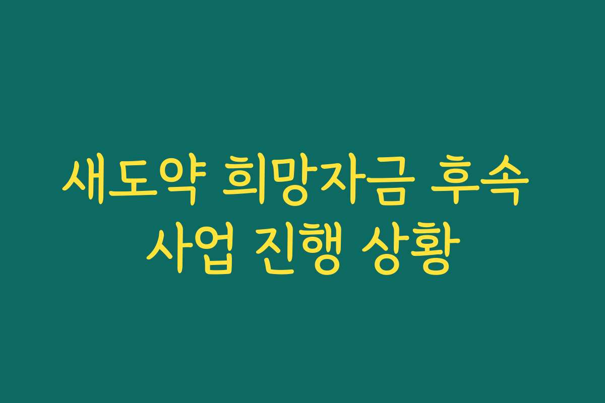 새도약 희망자금 후속 사업 진행 상황