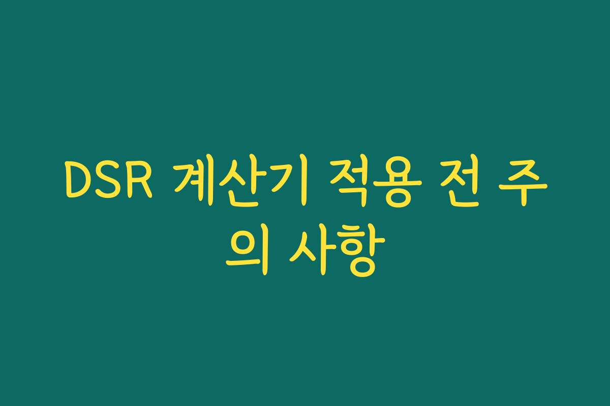 DSR 계산기 적용 전 주의 사항 DSR 계산기 적용 전 주의 사항