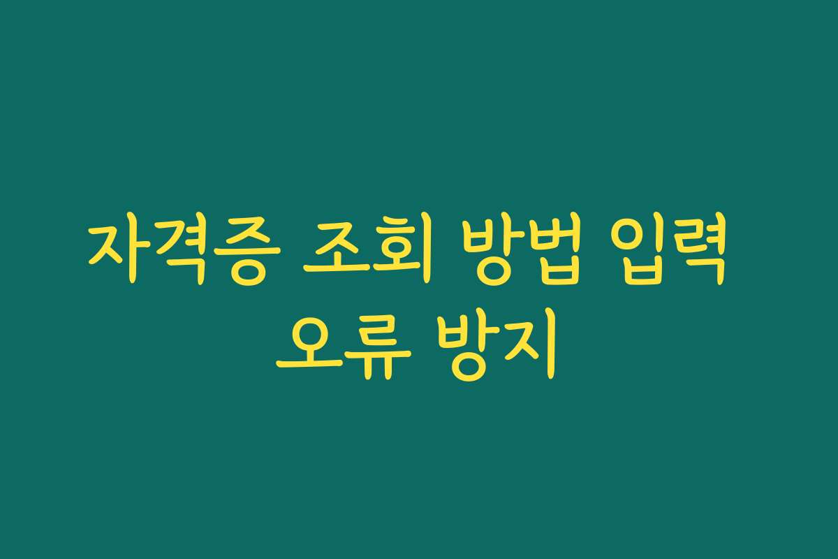 자격증 조회 방법 입력 오류 방지 자격증 조회 방법 입력 오류 방지