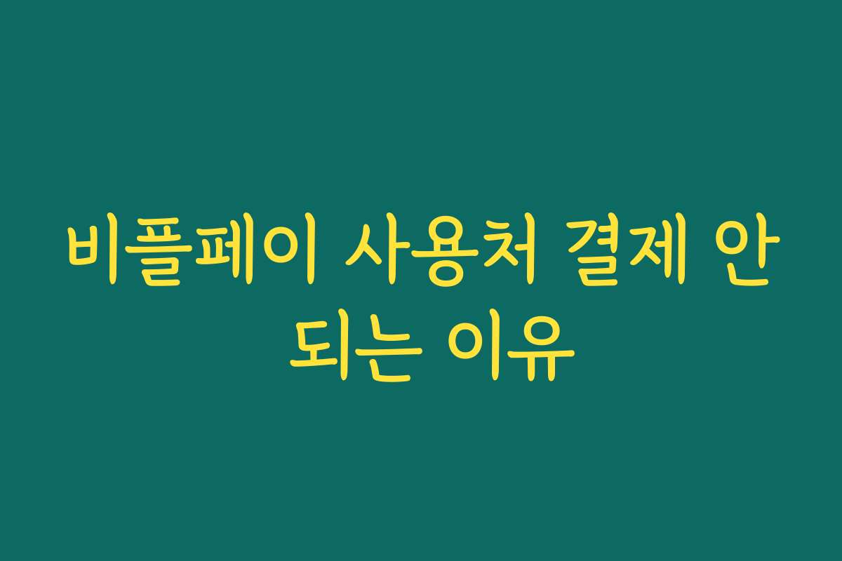비플페이 사용처 결제 안 되는 이유