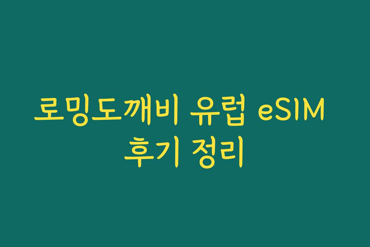로밍도깨비 유럽 eSIM 후기 정리