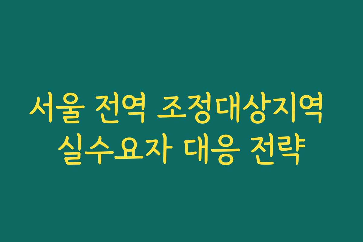 서울 전역 조정대상지역 실수요자 대응 전략