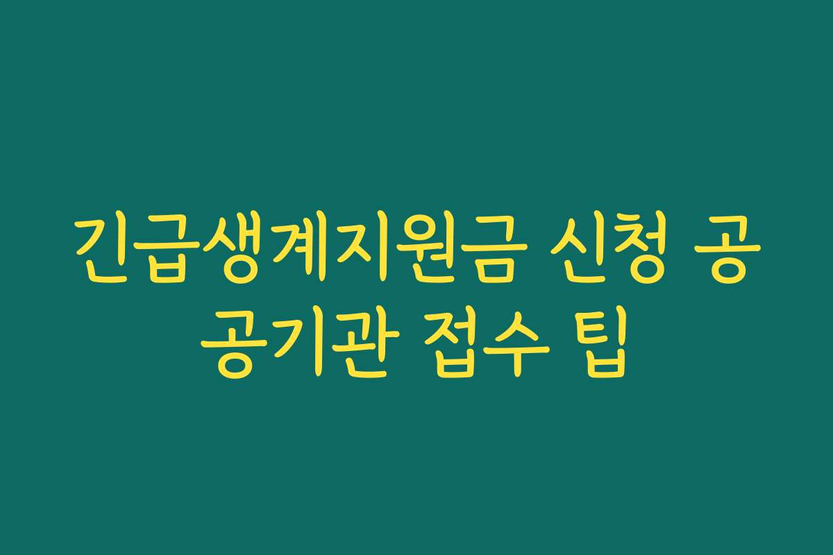 긴급생계지원금 신청 공공기관 접수 팁 긴급생계지원금 신청 공공기관 접수 팁