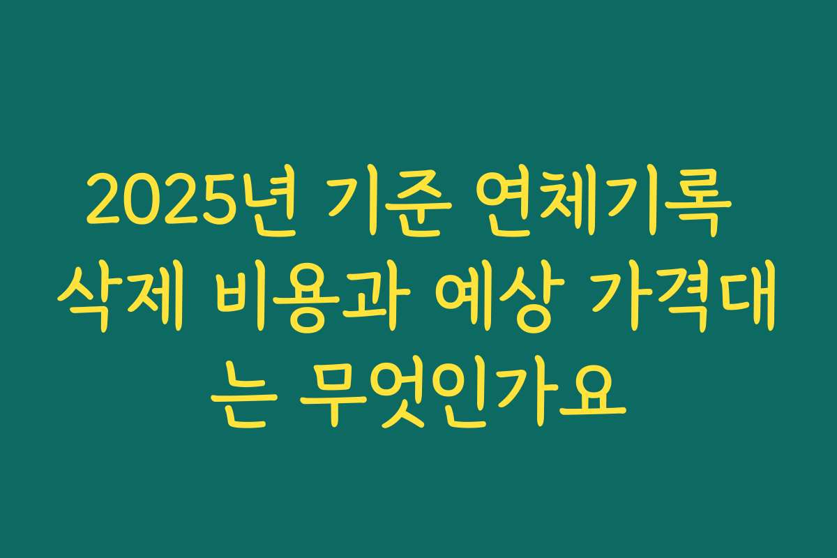 2025년 기준 연체기록 삭제 비용과 예상 가격대는 무엇인가요