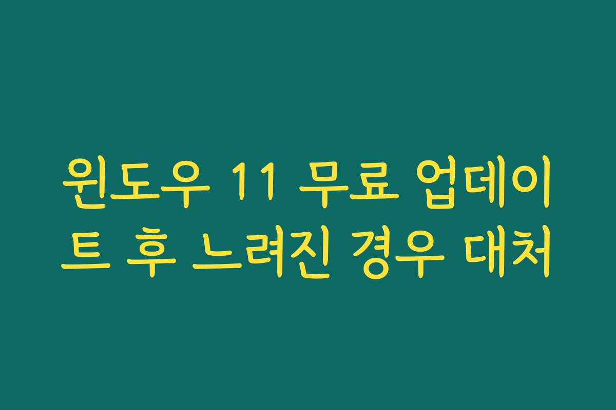 윈도우 11 무료 업데이트 후 느려진 경우 대처