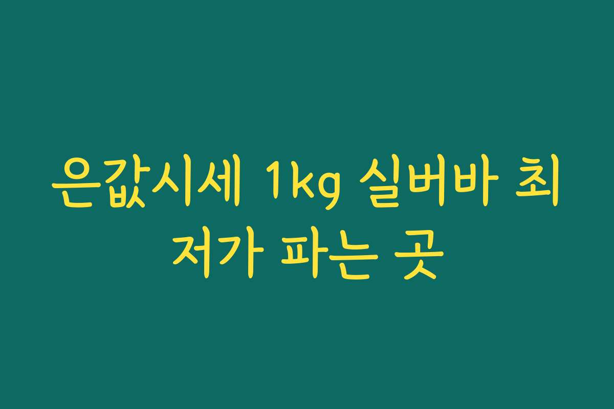 은값시세 1kg 실버바 최저가 파는 곳 은값시세 1kg 실버바 최저가 파는 곳