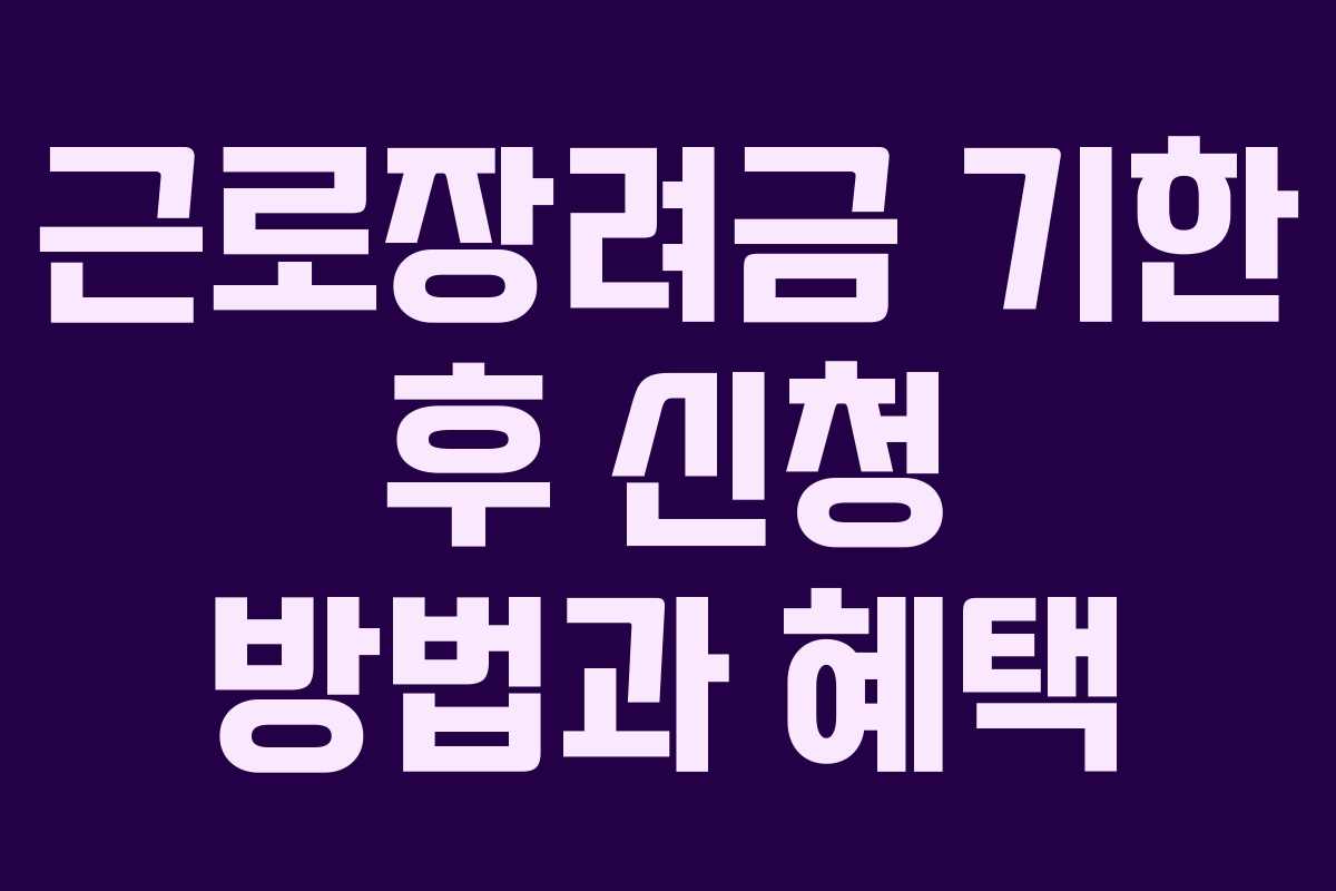 근로장려금 기한 후 신청 방법과 혜택 근로장려금 기한 후 신청 방법과 혜택