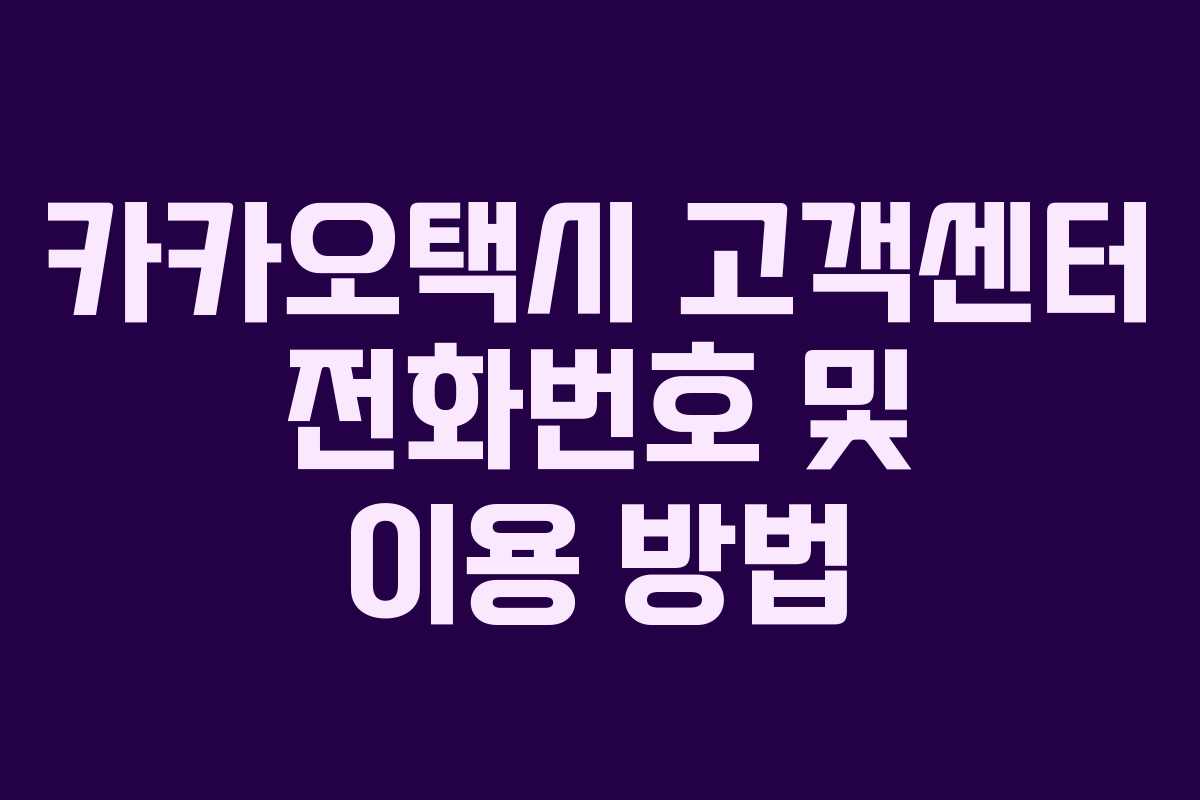 카카오택시 고객센터 전화번호 및 이용 방법 카카오택시 고객센터 전화번호 및 이용 방법