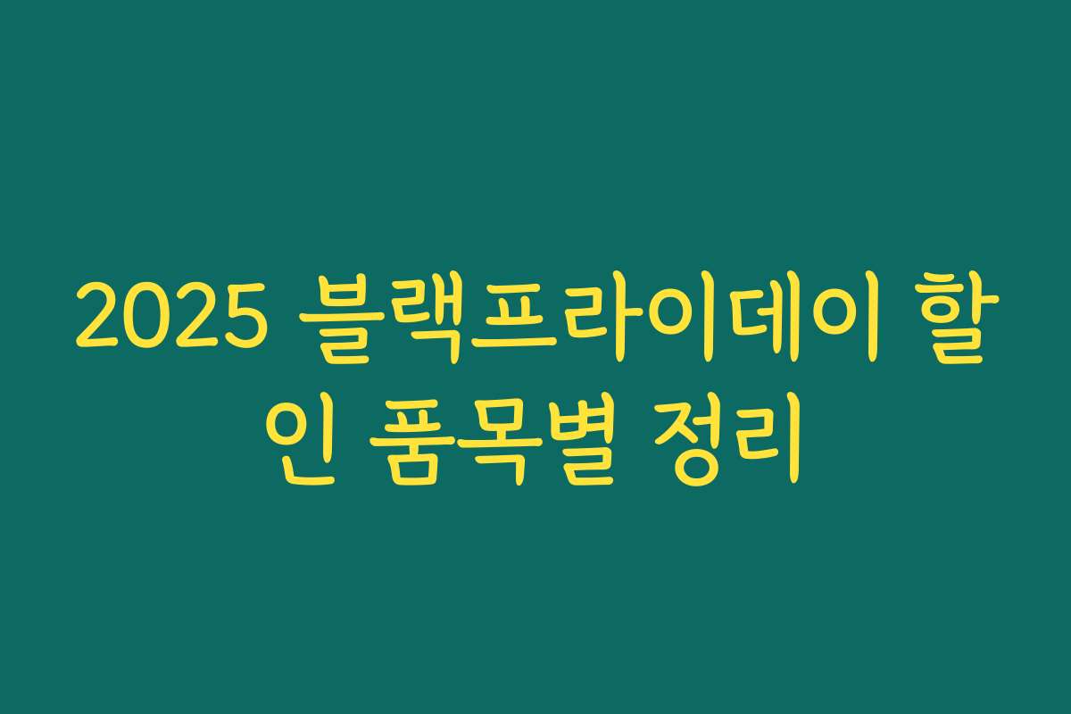 2025 블랙프라이데이 할인 품목별 정리