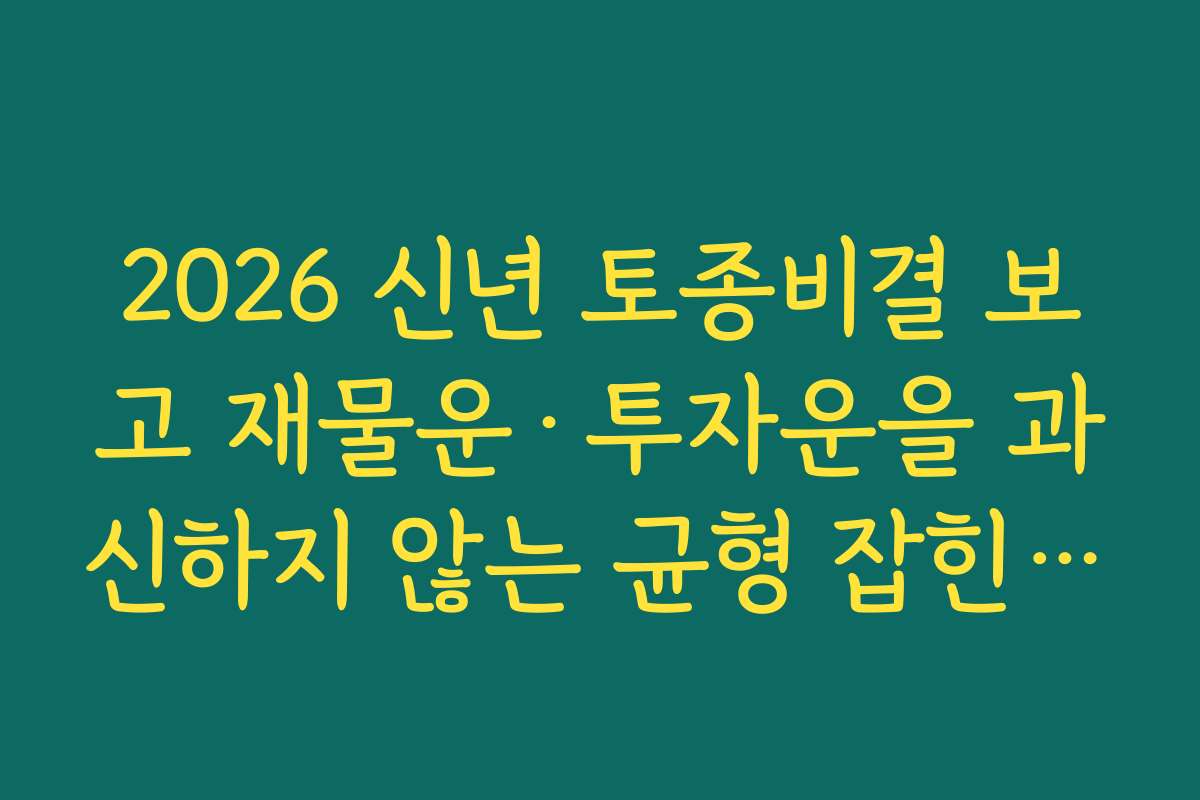 2026 신년 토종비결 보고 재물운·투자운을 과신하지 않는 균형 잡힌 태도