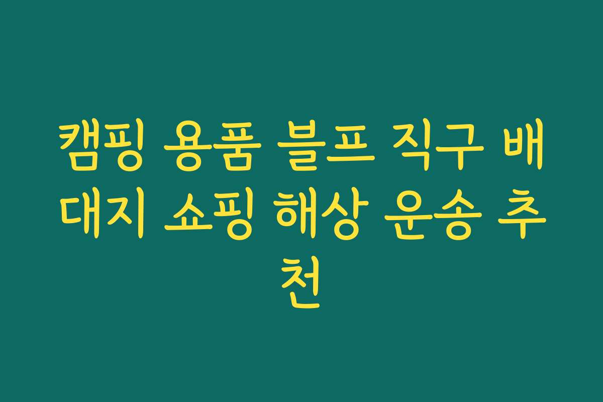 캠핑 용품 블프 직구 배대지 쇼핑 해상 운송 추천