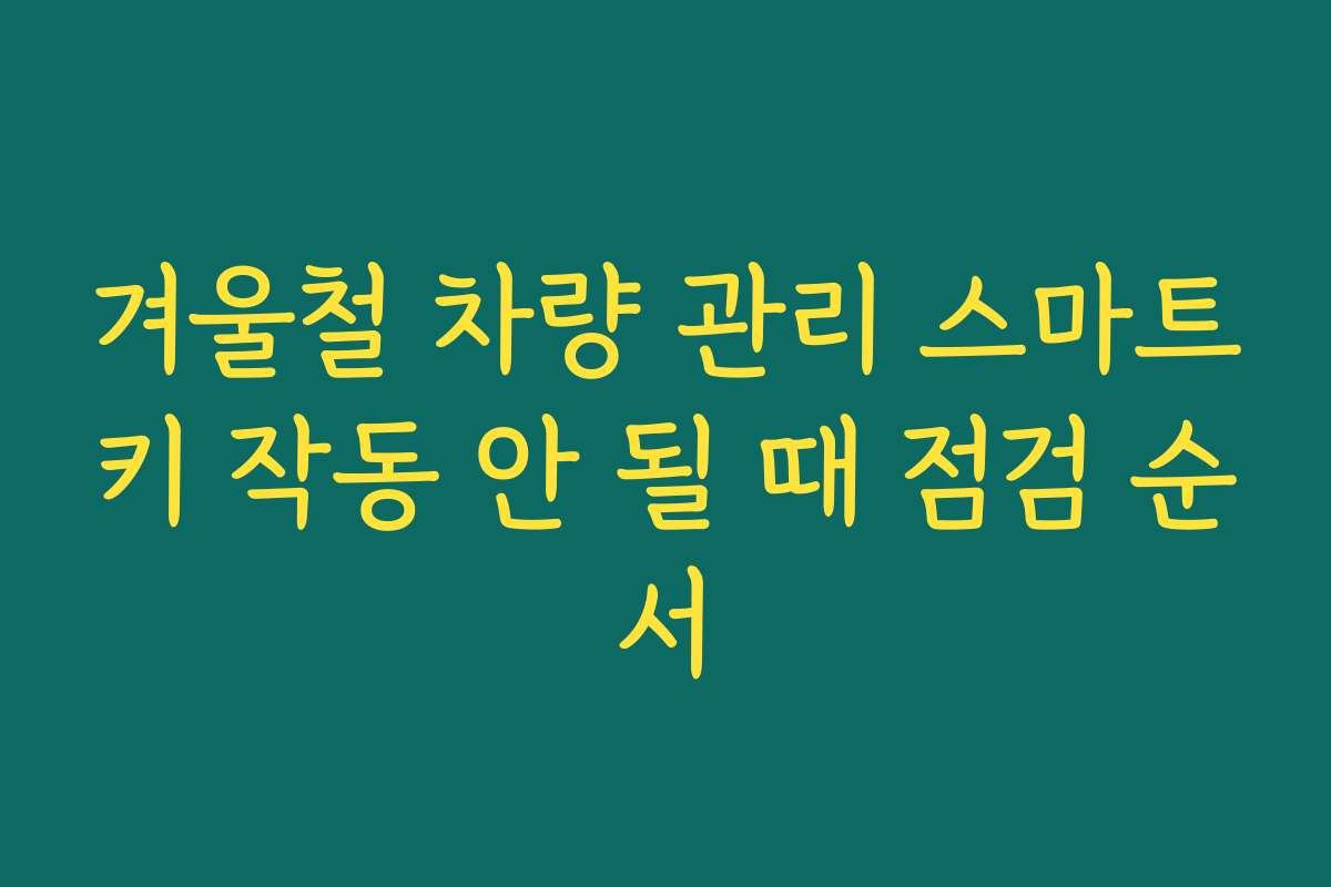 겨울철 차량 관리 스마트키 작동 안 될 때 점검 순서