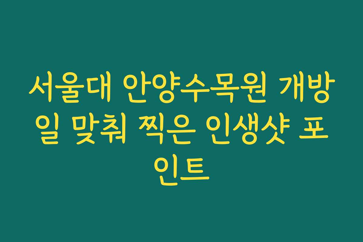 서울대 안양수목원 개방일 맞춰 찍은 인생샷 포인트