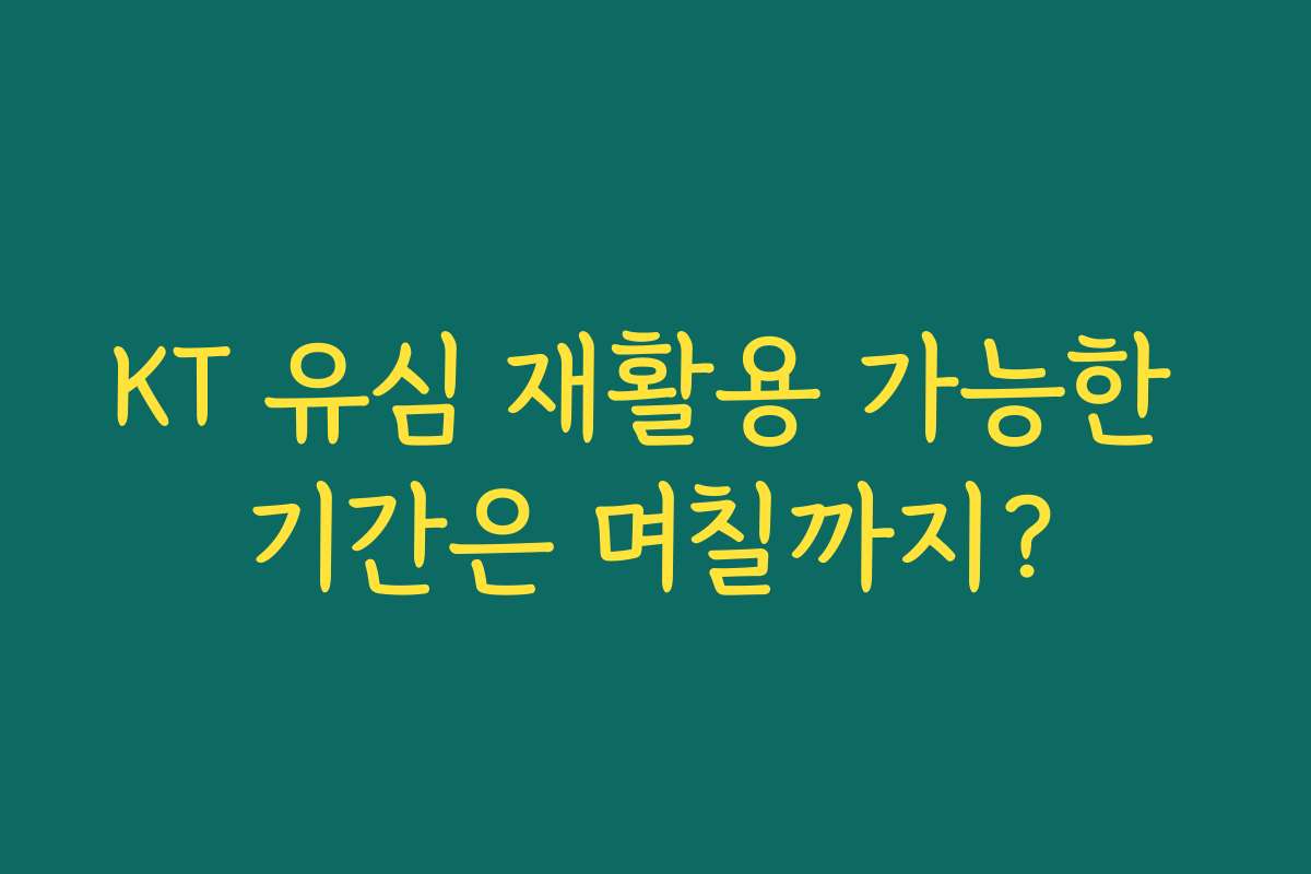 KT 유심 재활용 가능한 기간은 며칠까지?