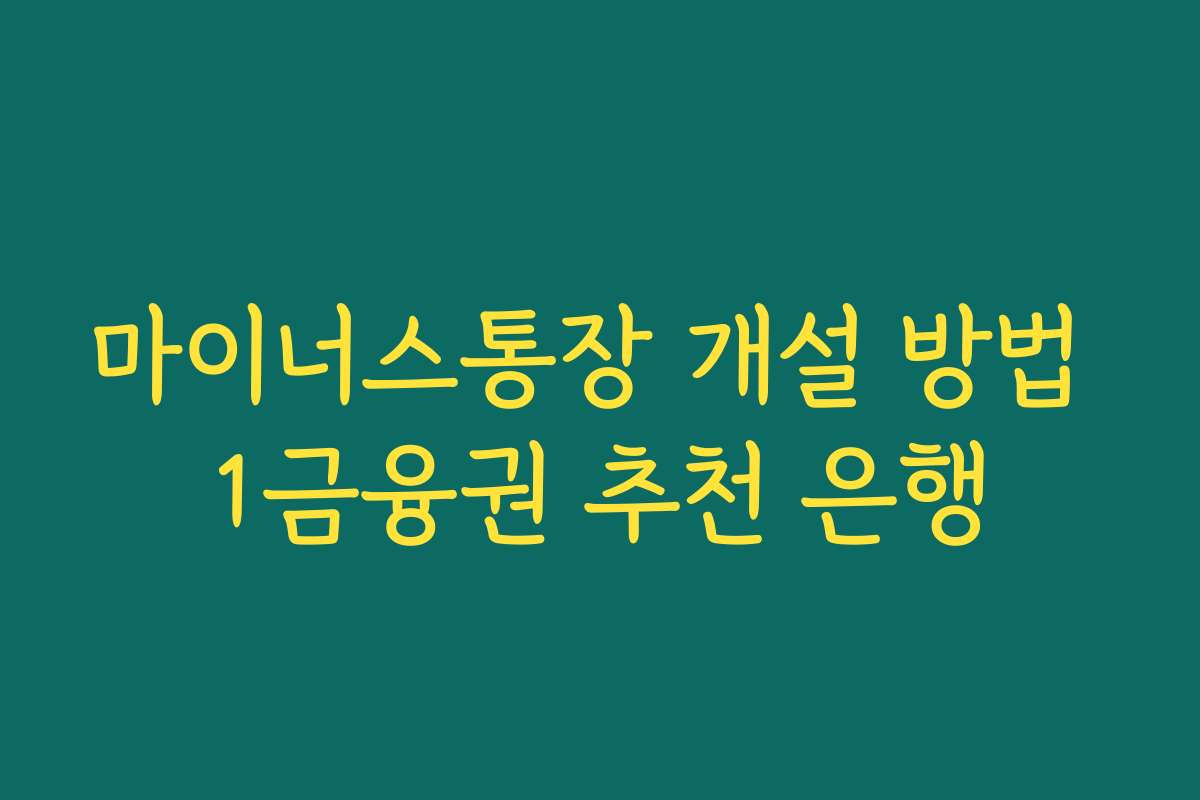 마이너스통장 개설 방법 1금융권 추천 은행
