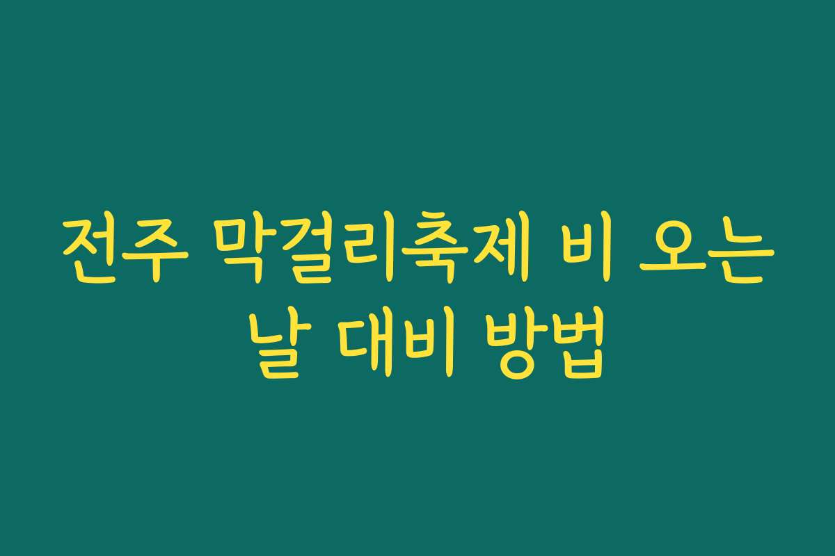 전주 막걸리축제 비 오는 날 대비 방법