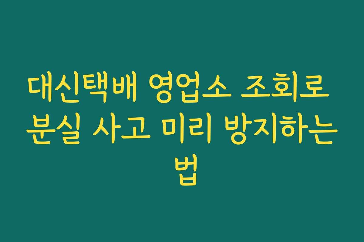 대신택배 영업소 조회로 분실 사고 미리 방지하는 법