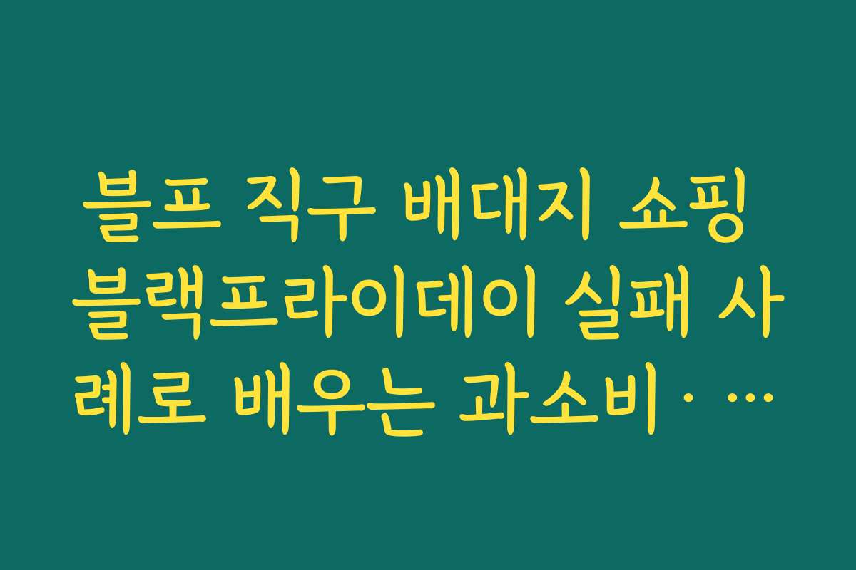 블프 직구 배대지 쇼핑 블랙프라이데이 실패 사례로 배우는 과소비·충동구매 줄이는 방법