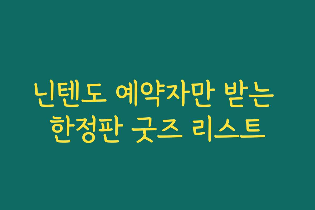 닌텐도 예약자만 받는 한정판 굿즈 리스트