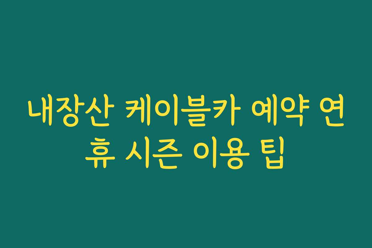 내장산 케이블카 예약 연휴 시즌 이용 팁