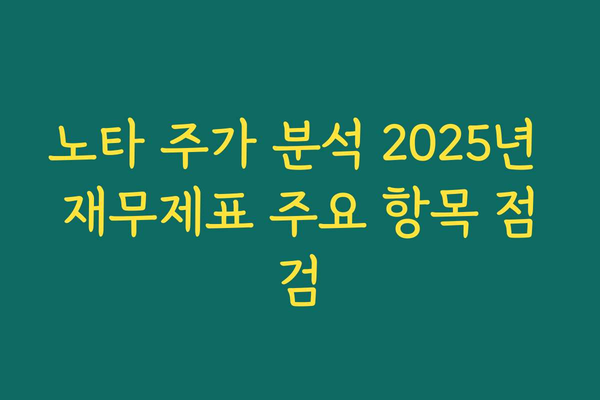 노타 주가 분석 2025년 재무제표 주요 항목 점검