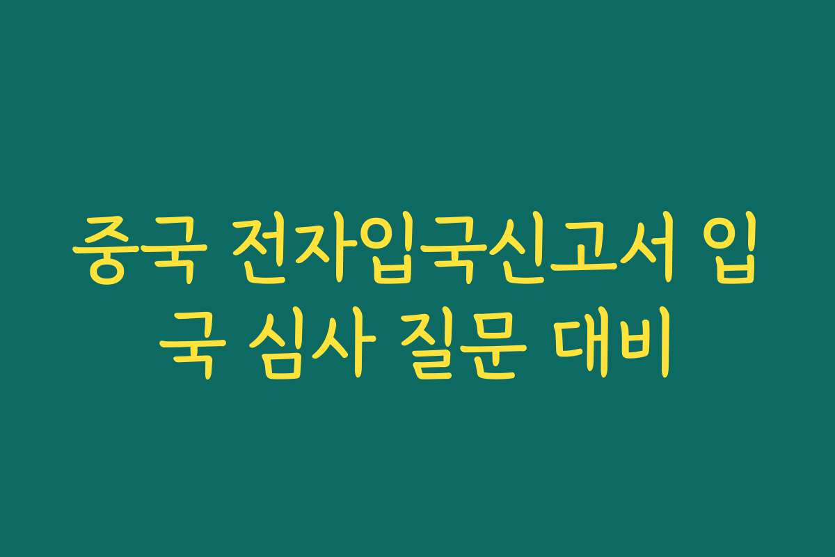 중국 전자입국신고서 입국 심사 질문 대비