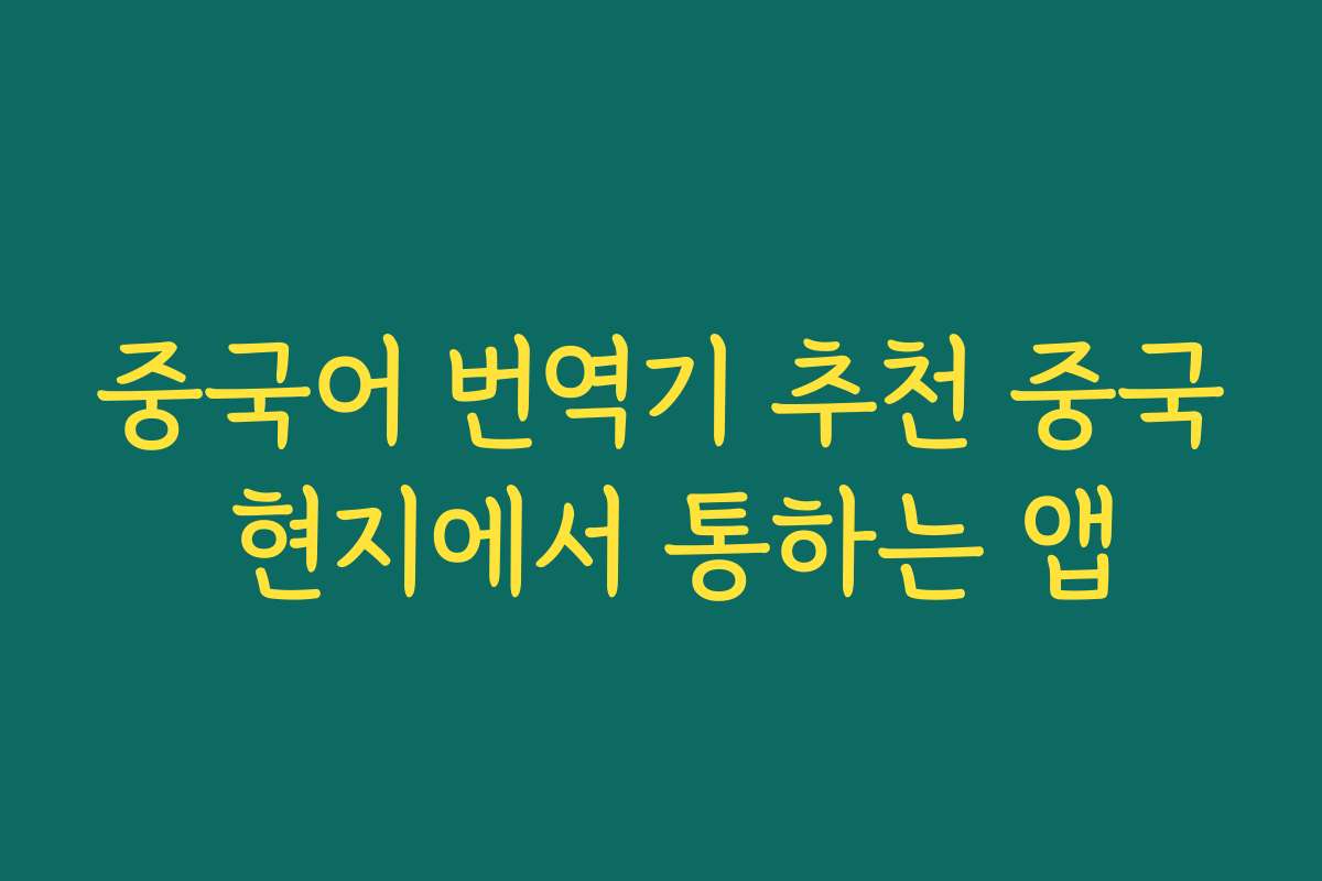 중국어 번역기 추천 중국 현지에서 통하는 앱