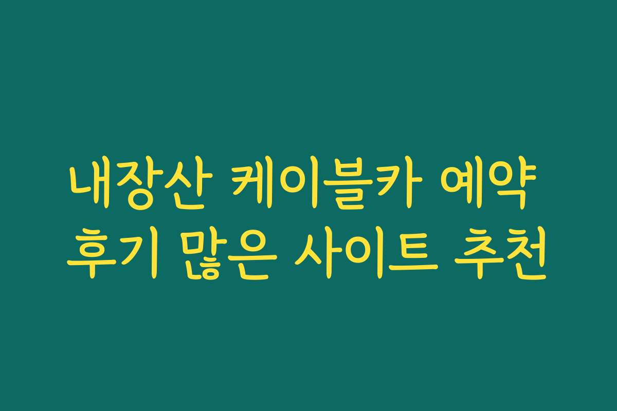 내장산 케이블카 예약 후기 많은 사이트 추천