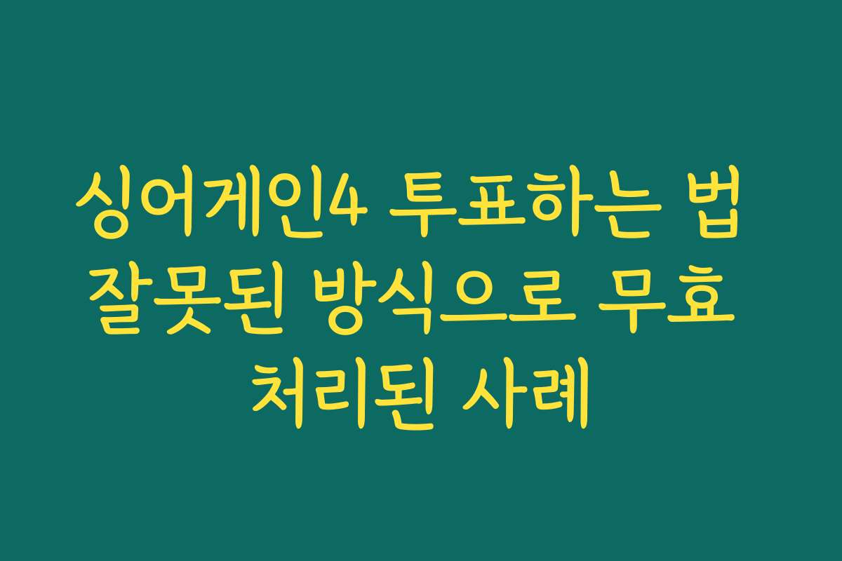 싱어게인4 투표하는 법 잘못된 방식으로 무효 처리된 사례