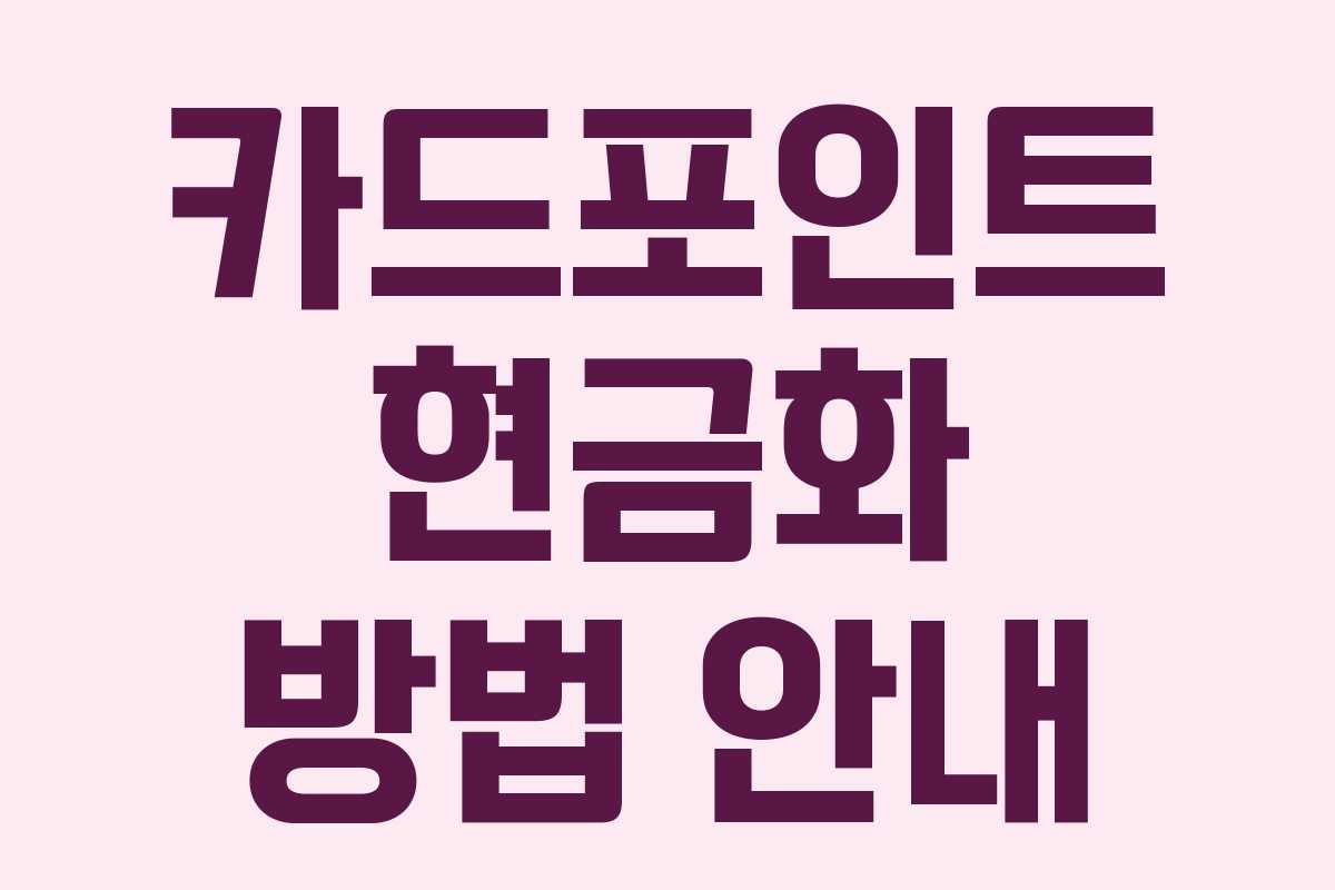 카드포인트 현금화 방법 안내