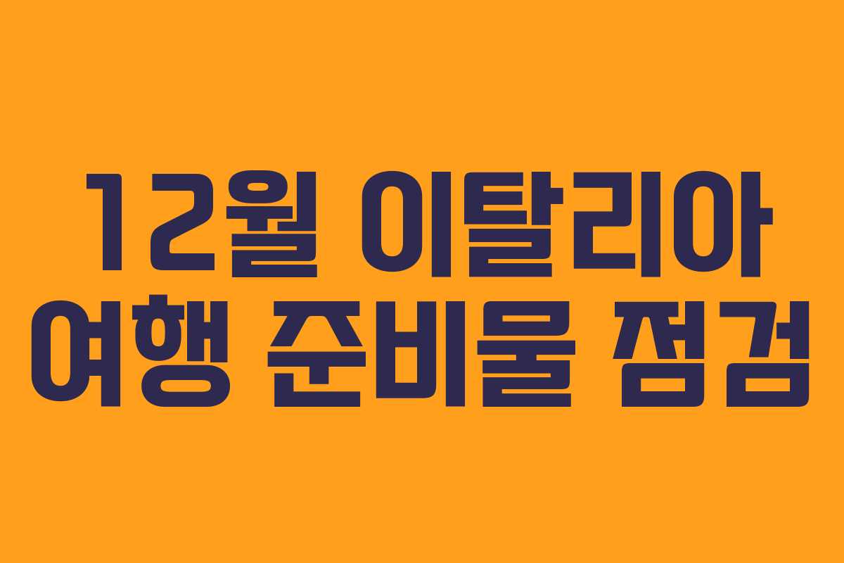 12월 이탈리아 여행 준비물 점검