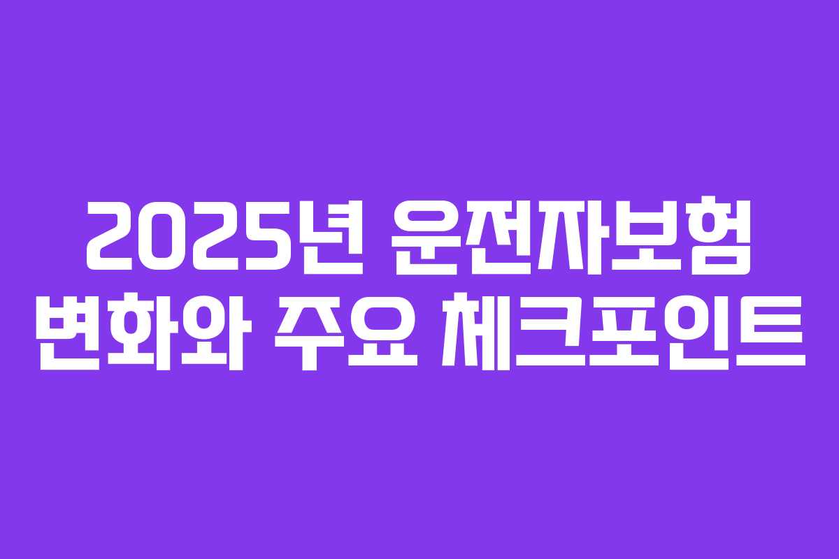 2025년 운전자보험 변화와 주요 체크포인트