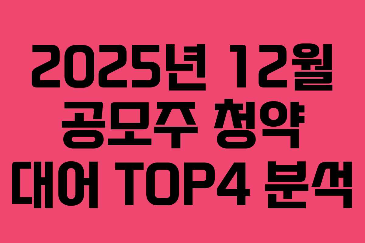 2025년 12월 공모주 청약 대어 TOP4 분석