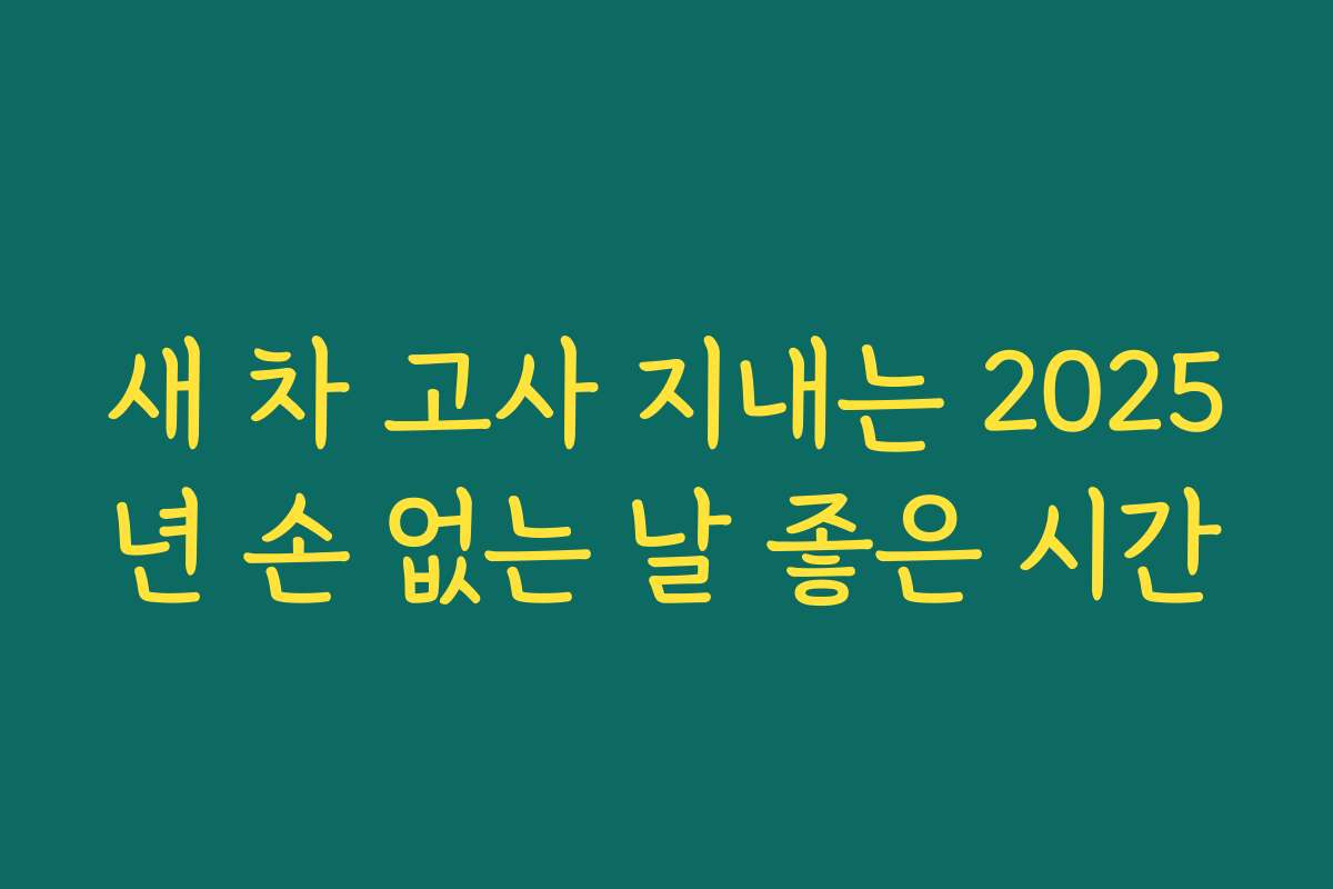 새 차 고사 지내는 2025년 손 없는 날 좋은 시간