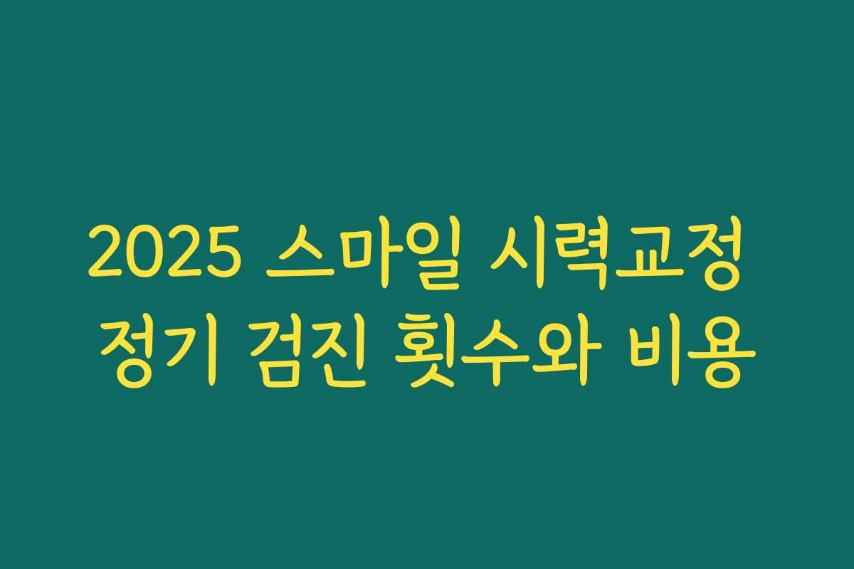 2025 스마일 시력교정 정기 검진 횟수와 비용
