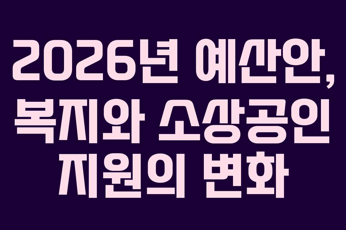 2026년 예산안, 복지와 소상공인 지원의 변화