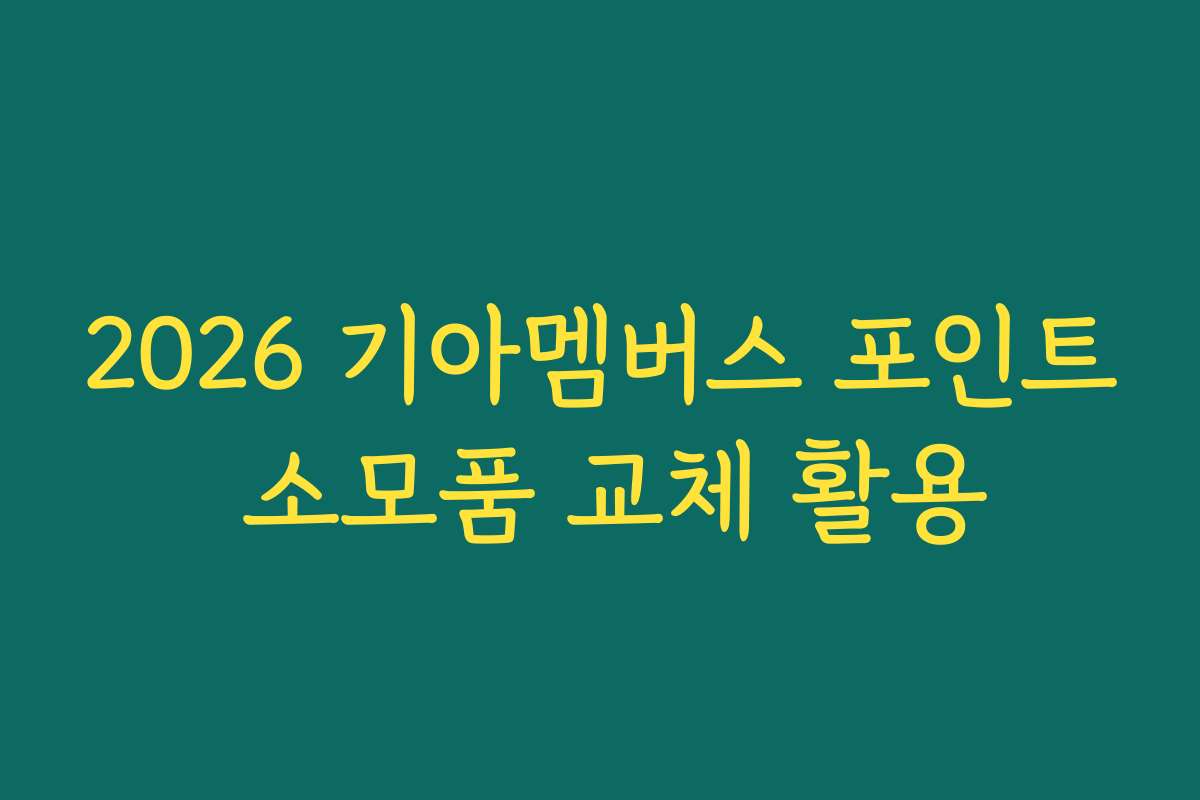 2026 기아멤버스 포인트 소모품 교체 활용