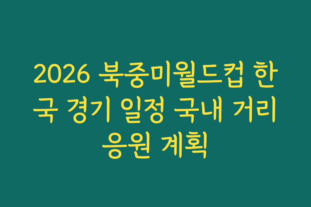 2026 북중미월드컵 한국 경기 일정 국내 거리응원 계획