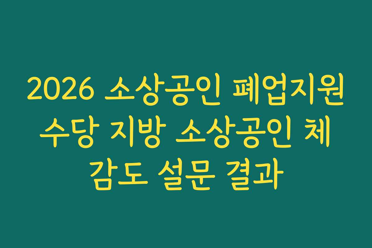 2026 소상공인 폐업지원수당 지방 소상공인 체감도 설문 결과