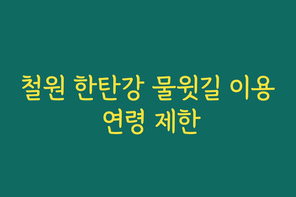 철원 한탄강 물윗길 이용 연령 제한