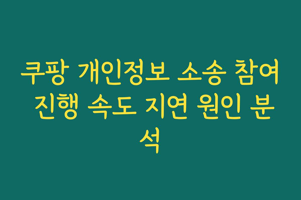 쿠팡 개인정보 소송 참여 진행 속도 지연 원인 분석