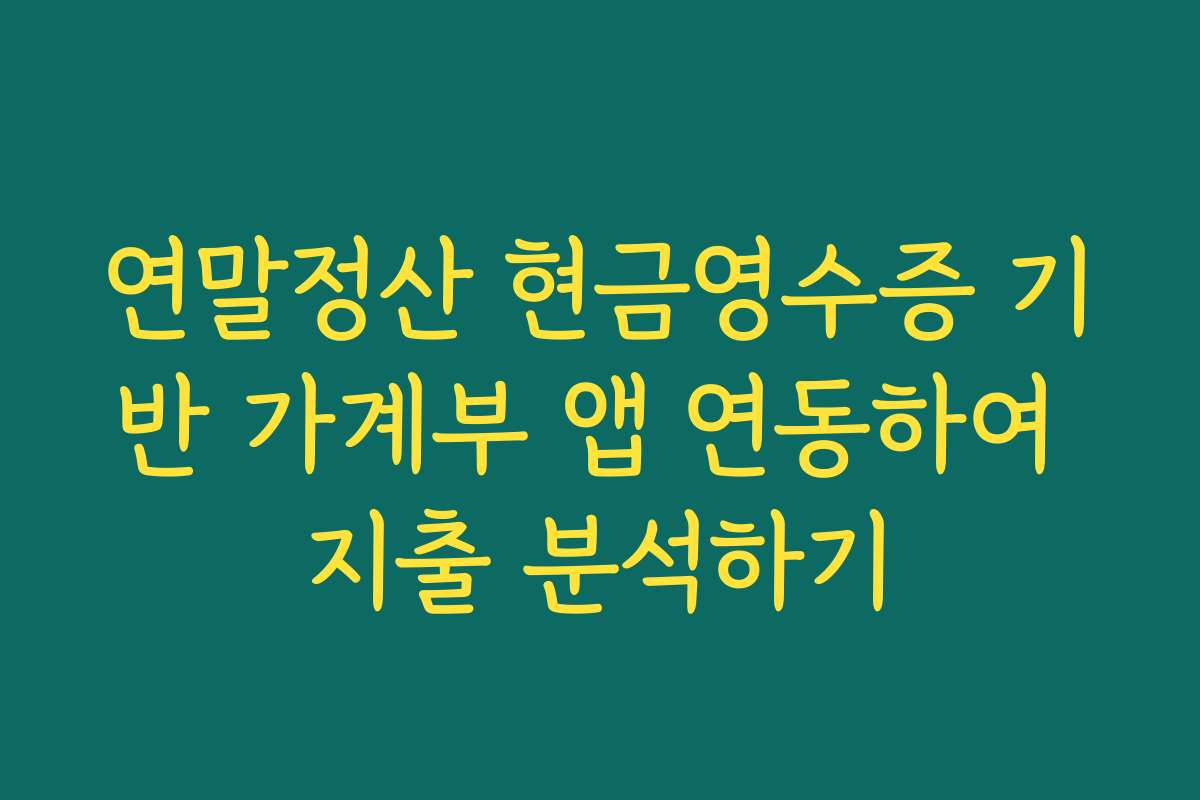 연말정산 현금영수증 기반 가계부 앱 연동하여 지출 분석하기