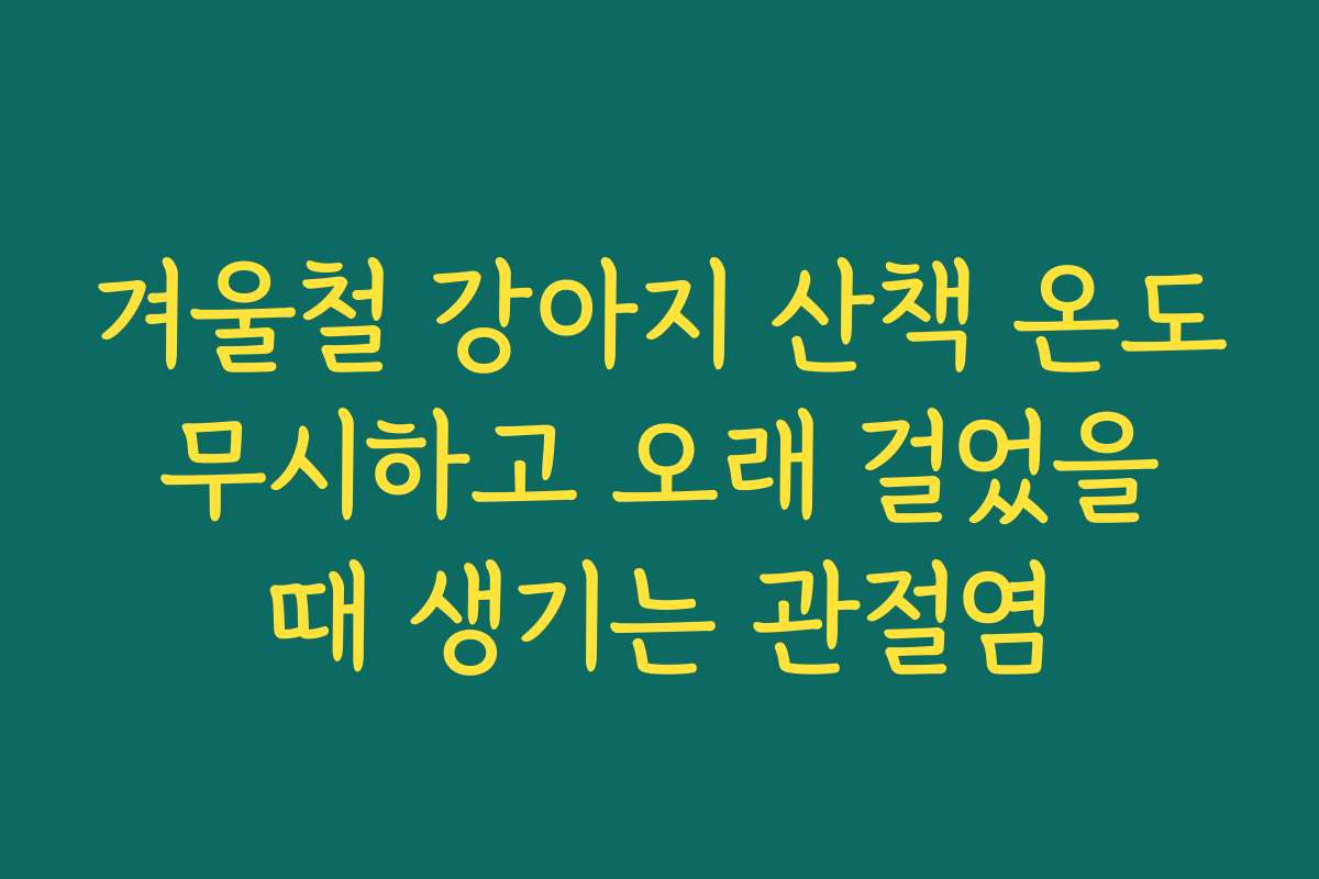 겨울철 강아지 산책 온도 무시하고 오래 걸었을 때 생기는 관절염