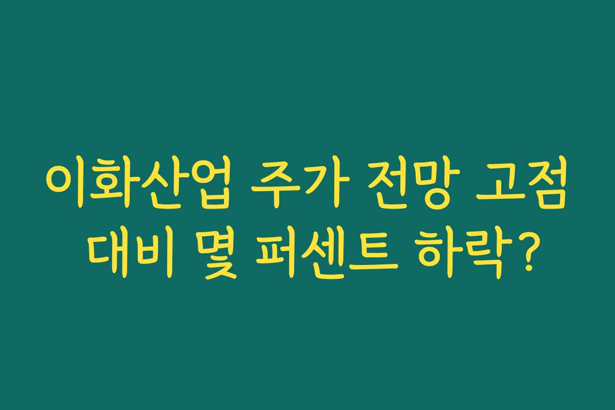 이화산업 주가 전망 고점 대비 몇 퍼센트 하락?