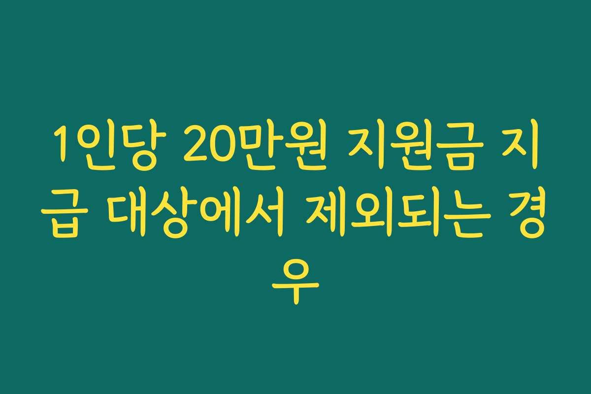 1인당 20만원 지원금 지급 대상에서 제외되는 경우