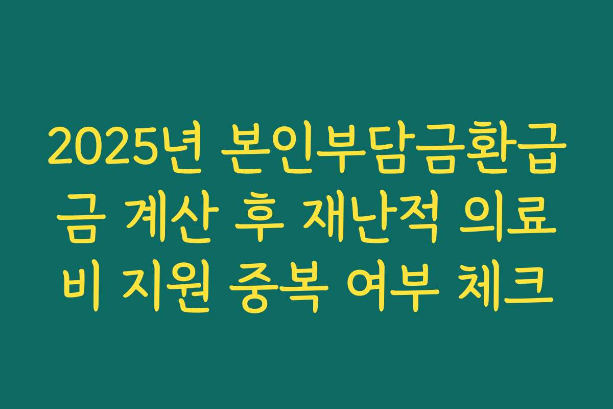 2025년 본인부담금환급금 계산 후 재난적 의료비 지원 중복 여부 체크