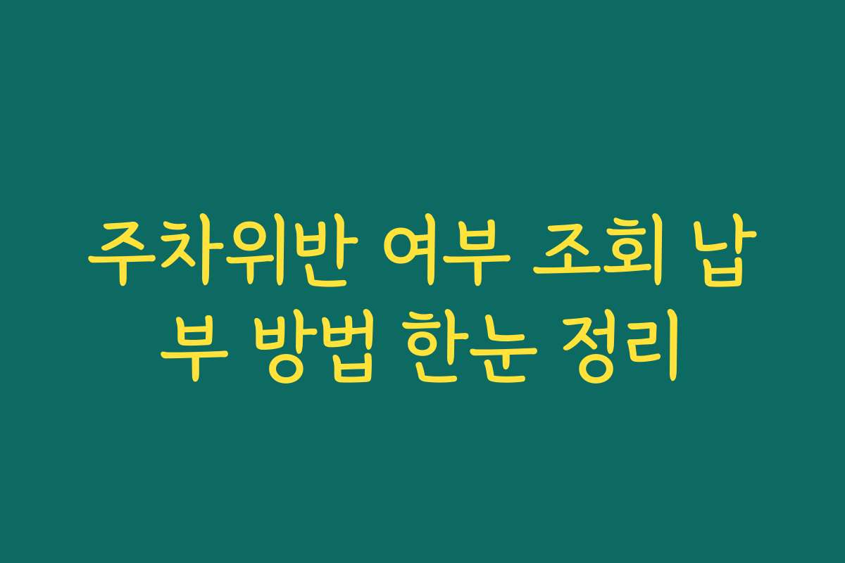 주차위반 여부 조회 납부 방법 한눈 정리