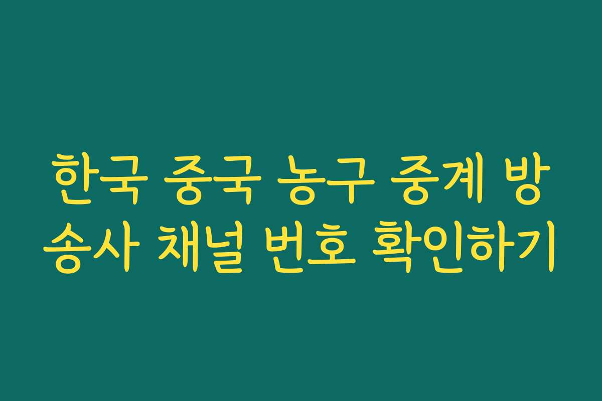 한국 중국 농구 중계 방송사 채널 번호 확인하기