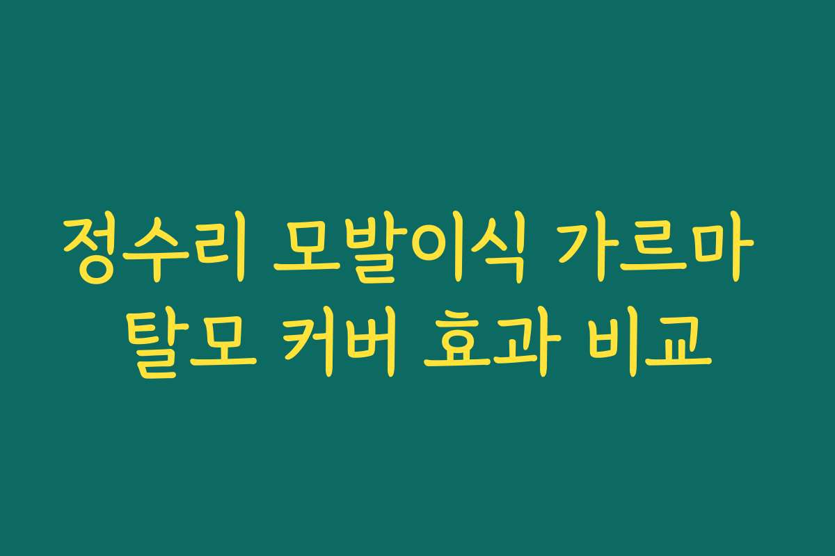 정수리 모발이식 가르마 탈모 커버 효과 비교